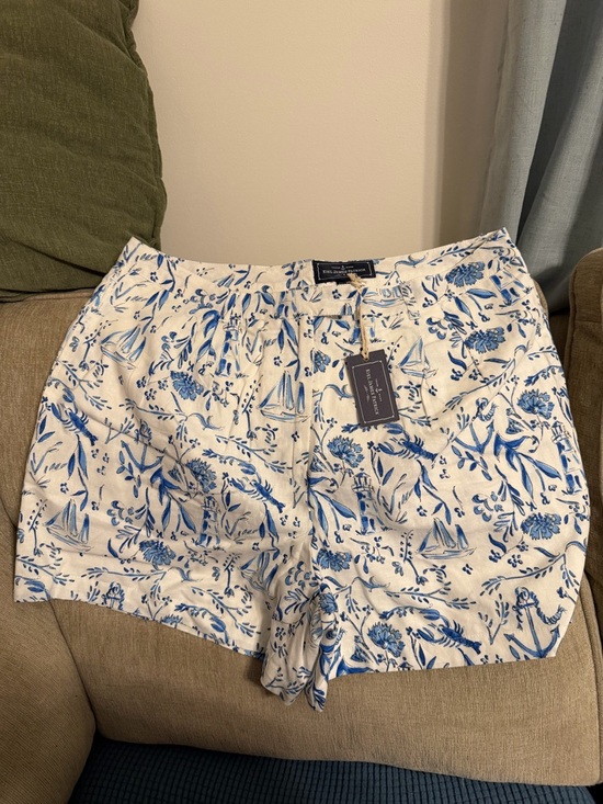 Kiel James Patrick Pants - Kiel James Patrick Women's Blue Floral Linen Shorts